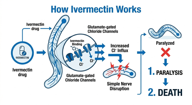 How ivermectin works simple minimal medical diagram