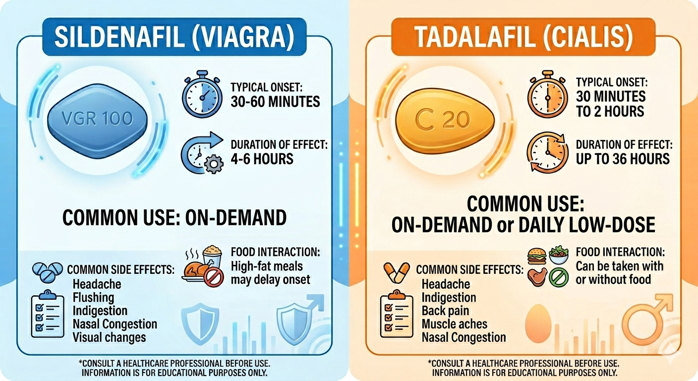 Sildenafil vs Tadalafil comparison ED treatment guide