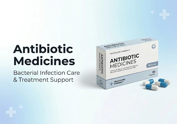 Antibiotic medicines for bacterial infection treatment and healthcare support