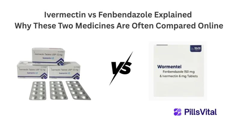 ivermectin vs fenbendazole explained comparison infographic showing antiparasitic medicine differences and online discussion guide