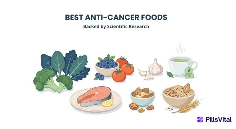 Best anti cancer foods including broccoli berries tomatoes garlic salmon green tea nuts and whole grains for healthy cancer prevention diet