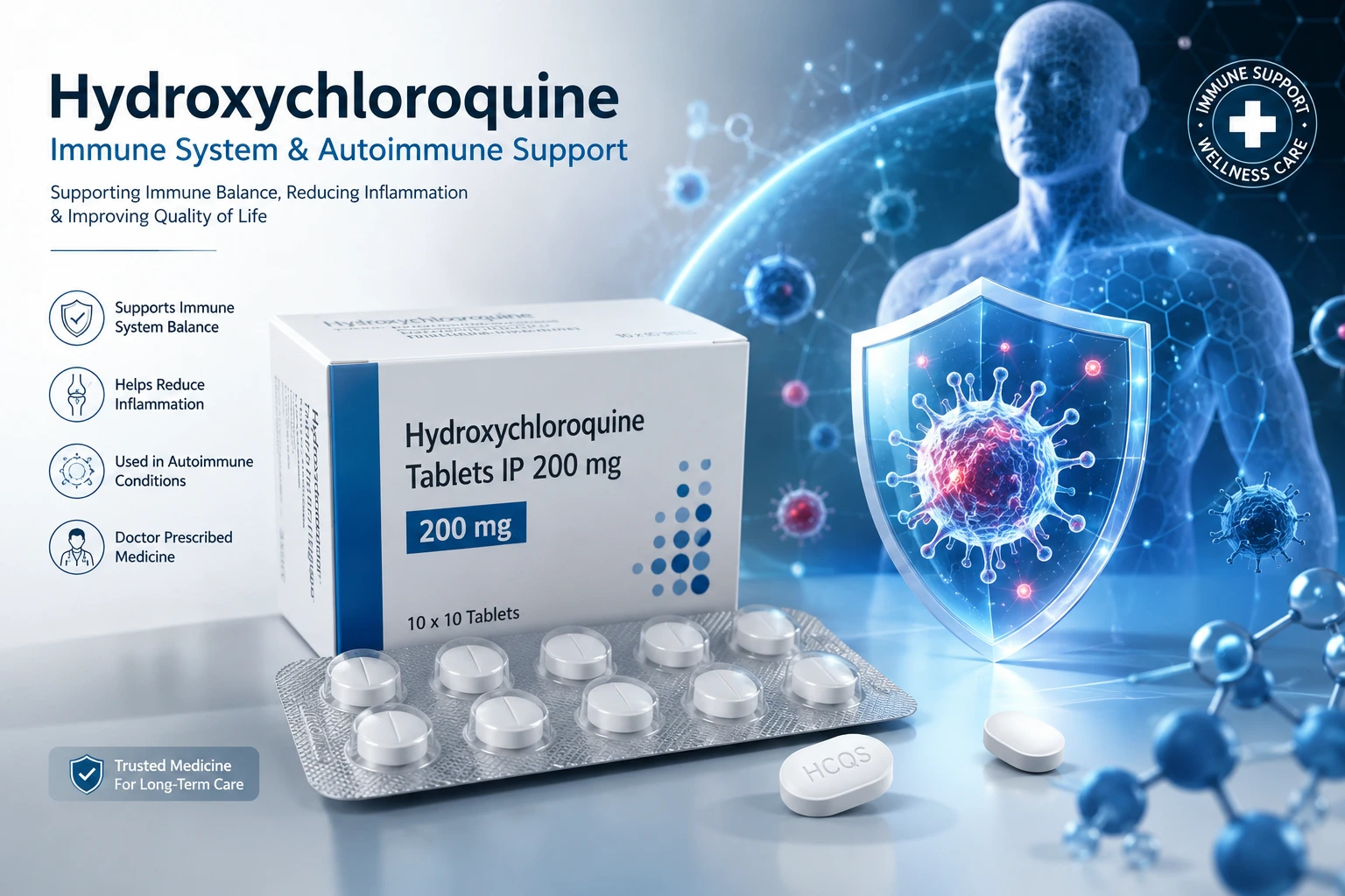 Hydroxychloroquine tablets used for autoimmune disease and immune system support
