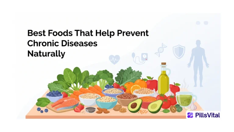 Best foods that help prevent chronic diseases naturally, including fruits, vegetables, whole grains, salmon, nuts, seeds, and olive oil for long-term health.