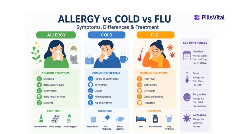 Allergy vs cold vs flu symptoms, differences, and treatment options